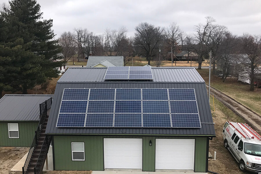 Ruby Electric, Inc. work, roof mounted solar panels - Springfield, IL