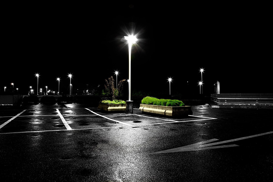 commercial lighting, electricity - lit parking lot - Springfield, IL