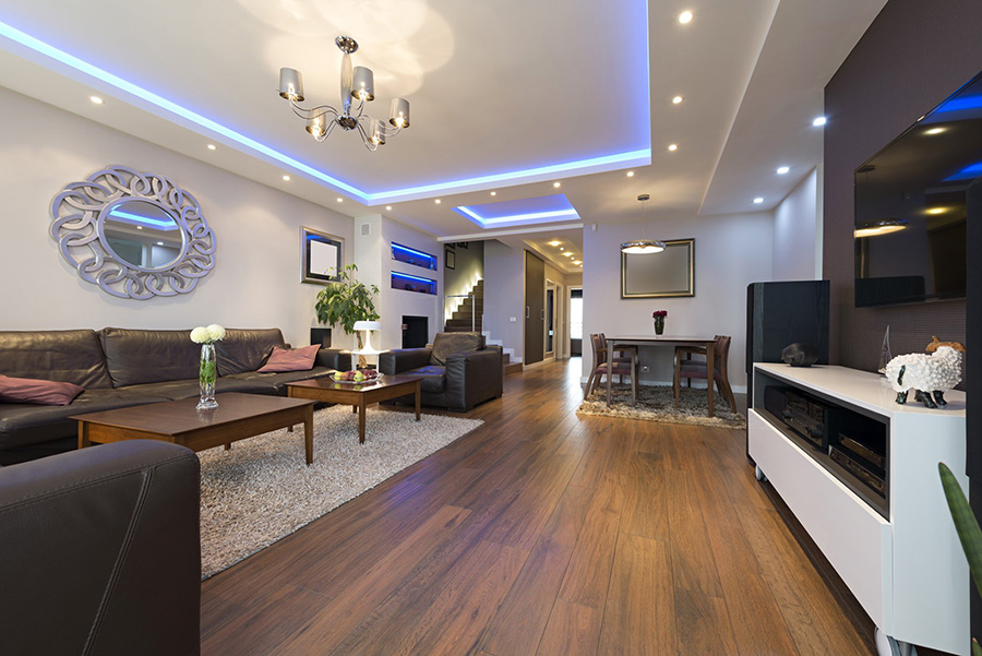 Interior of modern, luxury home with multiple different styles of interior lighting - Springfield, IL