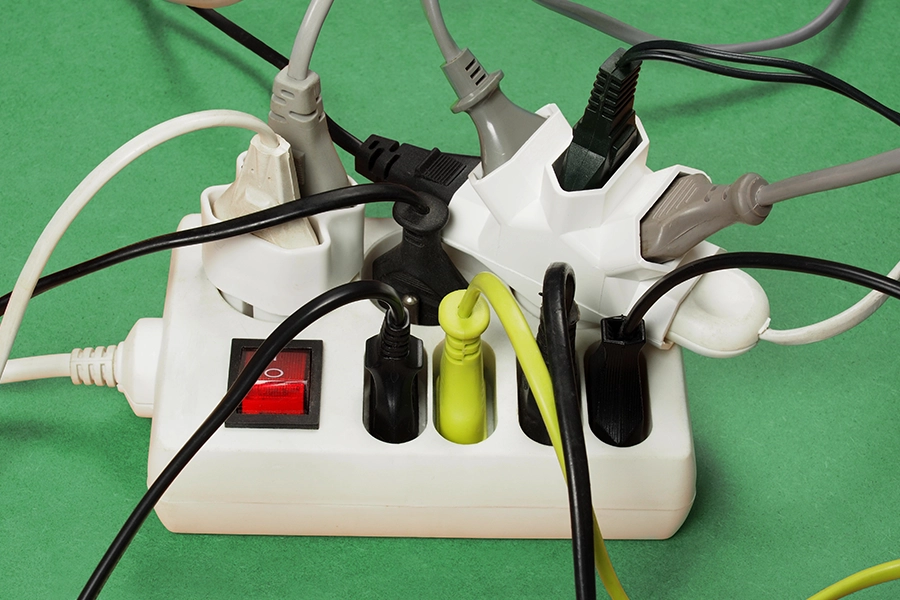 Ruby Electric, Inc.—An overloaded extension cord in a home in Springfield, IL.